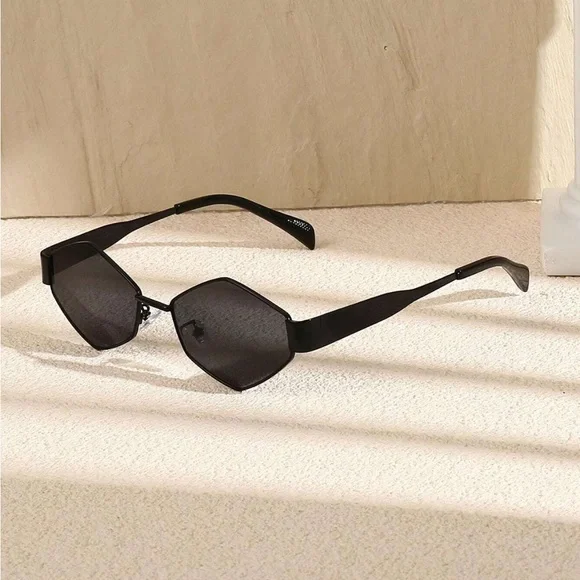 Retro Multi Color Hexagon Shaped Metal Sunglasses OS New - Picture 6 of 7